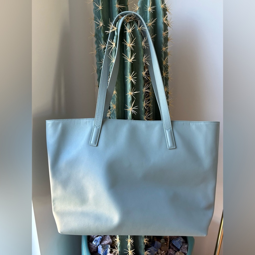 Quince Classic Robin’s Egg Blue Italian Leather Tote